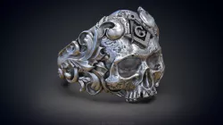 Classical Masonic ring with a skull 3d model for 3d printing 3D print model
