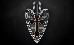 Cross shield sterling silver and gold mens necklace 224 3D print model