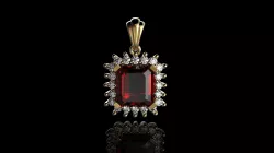 Diamonds And Red Gemstone Pendant 3D print model