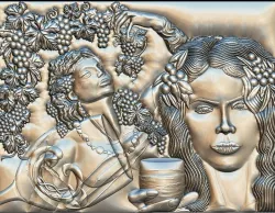 Dionysus god wine and girl with grapes for CNC 3D Router 3D print model