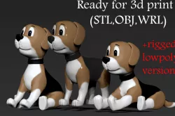 Dog toon 3 poses  3D print model
