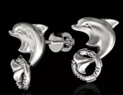 Dolphin with lifebuoy earrings 3D print model