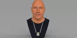 Dwayne Rock Johnson bust ready for full color 3D printing  3D print model