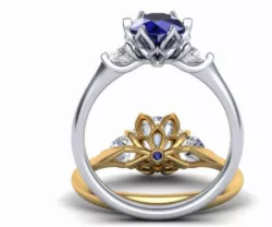 Engagement ring 3 Stone Flowers Shine collection 232 3D print model