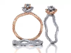Flower Engagement ring Set  Own design 0182  3D print model
