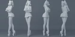 Gothic-style girls wear short skirts 001 3D print model