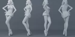 Gothic-style girls wear short skirts 002 3D print model