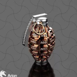 Luxury Grenade Pendant with Stones 3D print model