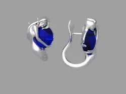Mermaid earrings with cabashoun stones 3D print model