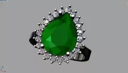 Pear cut diamond ring 3D print model