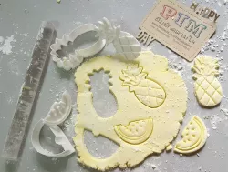  pineapple and watermelon cookie cutter with stamp 3D print model