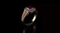 Pink Sapphire Halo Diamond Ring 3D print model