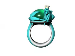 Princess Mermaid Ring 15 size  with cabashoun cut stone 14x14mm 3D print model