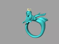 Princess Mermaid ring without stones 16 size 3D print model