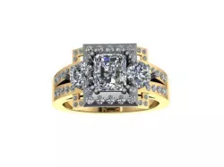 Ring  3 stone 2 tone  3D print model