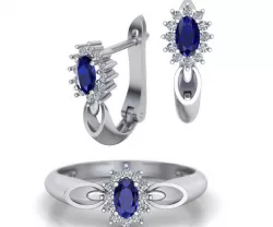 Ring and Earrings Set Oval Stone 3D print model