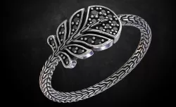 Ring in the form of a leaf with stones 261 3D print model