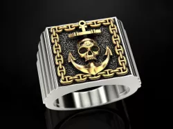 Ring Skull and Anchor 2 3D print model