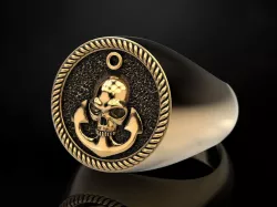 Ring Skull and Anchor 3D print model