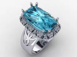 Ring with a large stone stl cad cam 3D print model