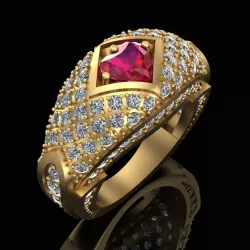 Ring with ruby heart 3D print model