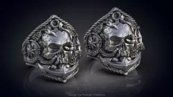 Ring with the skull at anchor 3d model for 3d printing 3D print model