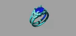 Sapphire ring with diamonds 3D print model