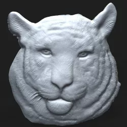 Siberian tiger head bas relief 3D print model