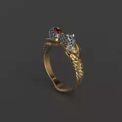 skull ring 3d printable models two ton gold 3D print model