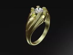 Solitaire mens ring 3D print model