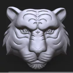 Tiger face bas relief 3D print model