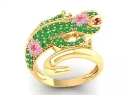 515  Gecko Diamond Gold Ring For women 3D print model