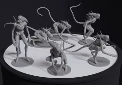 Alien Covenant Neomorph 6 posed printable models 3D print model