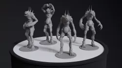 Alien Humanoid Concept 4 posed printable models 3D print model