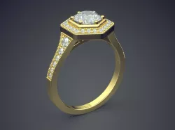 Amazing Subtle Hexagon Shape Diamond Ring 3D print model