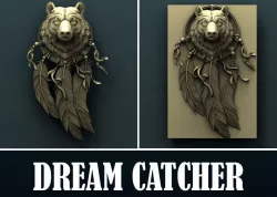 Bear dream catcher  3d stl model for cnc 3D print model