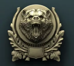 Bear head medallion 3d stl model for cnc 3D print model