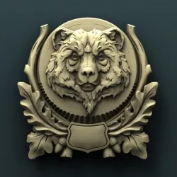 Bear trophy medallion 3d stl model for cnc 3D print model