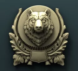 Bear trophy medallion 3d stl model for cnc 3D print model