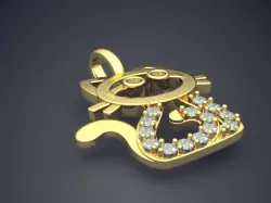 Cat Pendant With Diamonds CAD-456 3D print model