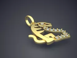 Cat Shape Pendant With Diamonds CAD-491 3D print model