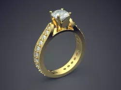 Classic Engagement Ring With Diamonds 1561 3D print model