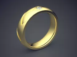 Classic Golden Engagement Ring With Braiding and Diamond Details 3D print model