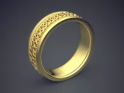 Classic Golden Engagement Ring With Braiding Ornaments 3D print model