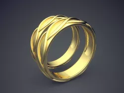 Classic Golden Wedding Ring With Braiding Details 3D print model