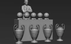 Cristiano Ronaldo with Throphies for 3D printing 3D print model