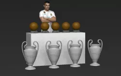 Cristiano Ronaldo with Throphies for full color 3D printing 3D print model