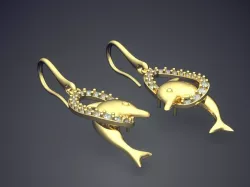 Cute Dolphin Sea Motif Earrings 1309 3D print model