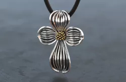 Dogwood Flower Cross Pendant  3D print model