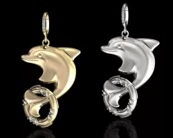 dolphin with lifebuoy pendant 3D print model